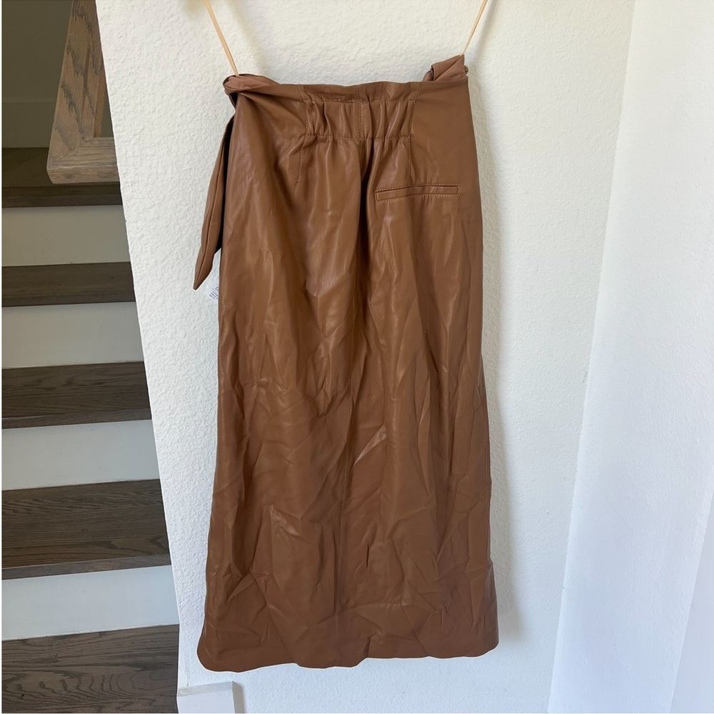 NWT Nanushka Amas Faux Leather Skirt in Camel Brown - Picture 3 of 6